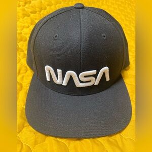 NASA space aeronautical sport hat, tweens/teens, black, white, green bill unisex